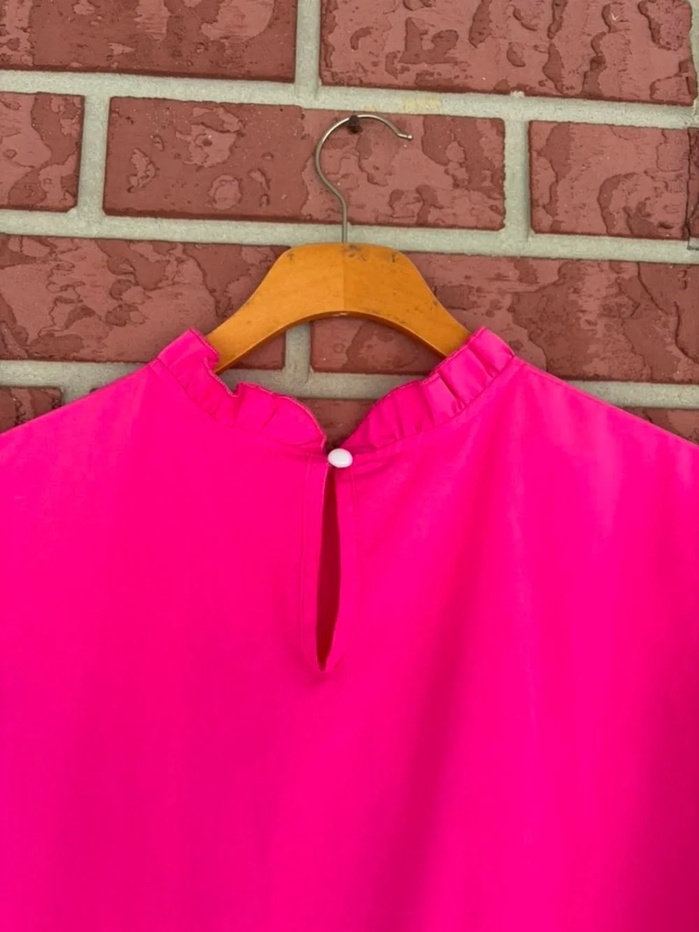 Women’s Ruffled High-Neck Peplum Blouse - Hot Pink